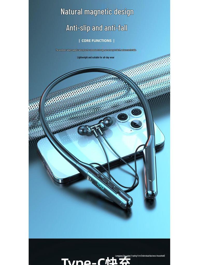 2025 Neckband Bluetooth Earphones - Long Battery, High Sound Quality, Sports Running, Compatible with Apple & Huawei