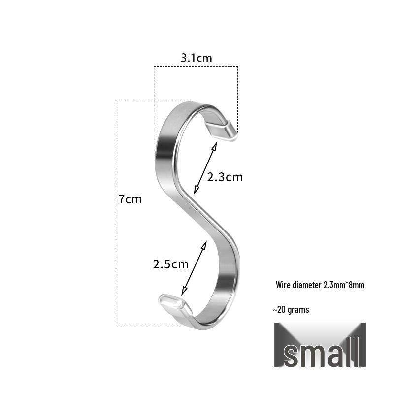 Stainless Steel S-Shaped Storage Hooks for Kitchen and Bathroom