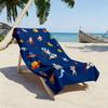 1pc Cartoon Space Theme Ultra-Soft Beach Towel | Astronaut, Rocket, Planet Print, Microfiber, Quick-Dry, Super Absorbent
