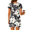 Women's Summer V-Neck Short Sleeved Drawstring With Pocket Floral Print Casual Dress