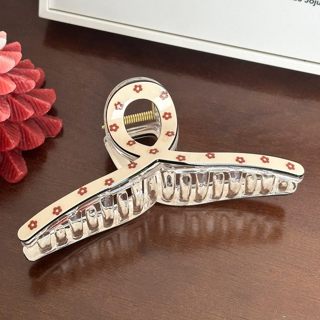Trendy Hair Large Claw Clips Featuring Floral And Strawberry Prints For Women