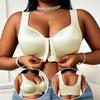 Satin-Unterwäsche mit Knopfleiste vorne, Damen, Große Größen, Raffung, Sport, BH ohne Bügel Text