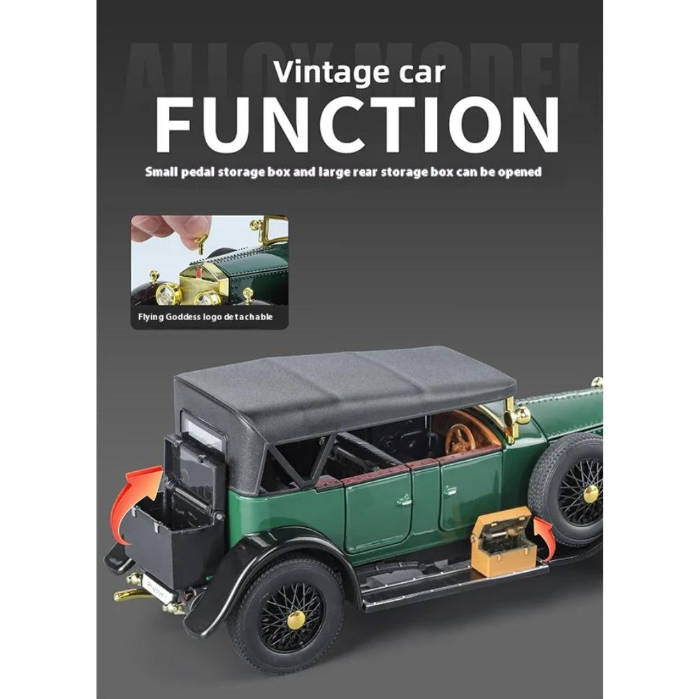 1/24 Rolls-Royce Retro Phantom Oldtimer Modell, Simulierter Sound und Licht, Vierrad-Stoßdämpfung, Vorderradlenkung