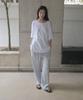 Mosyupamosyu Soft Stripe Elastic Pants [Light Blue]