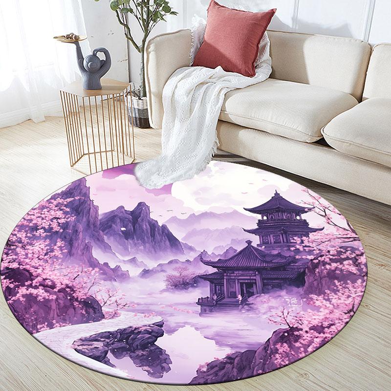 Purple Pattern Round rug,Carpet Rug for Living Room Bedroom Playroom ,Non-slip Floor Mat,Holiday Gifts and Birthday Gifts.
