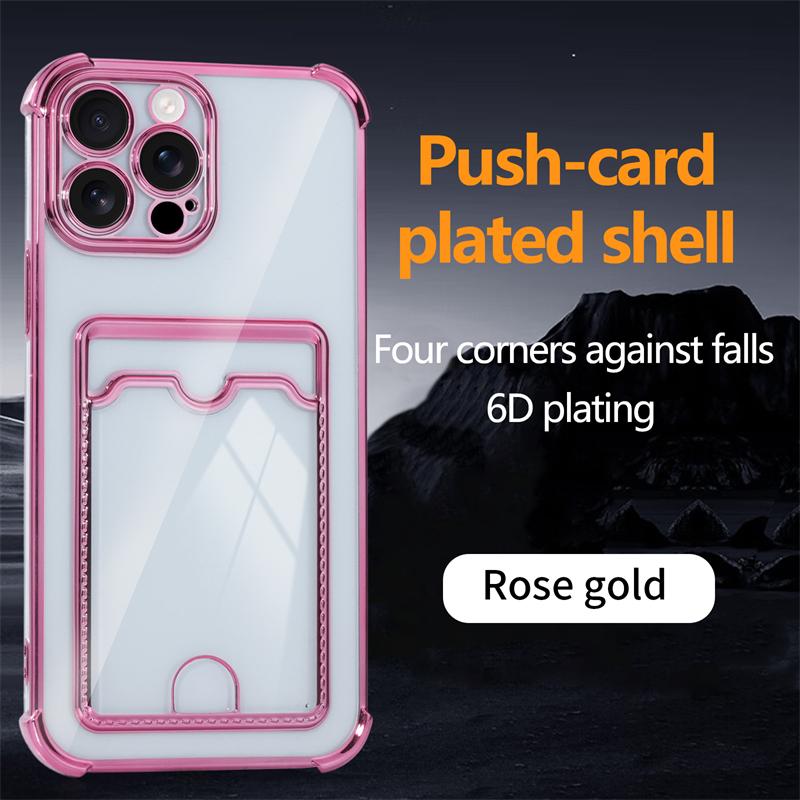 Luxury Shockproof Phone Case For iPhone 16e 16 15 14 Pro Max 13 12 mini 11 Xs XR 7 8 Plus SE Transparent Card Slot Bag Cover