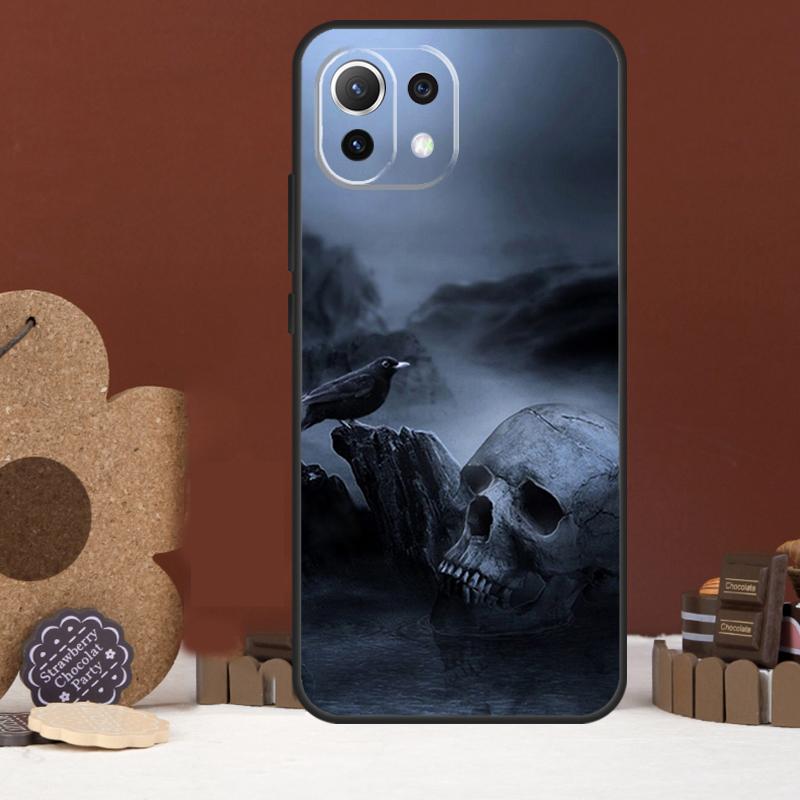 

Skull Crow Flower Case For Xiaomi 17 Pro Max 14 15 Ultra 15T 13T 14T POCO F8 Ultra F7 F5 F6 X5 X6 X7 Pro Cover POCO X4 Pro 5G