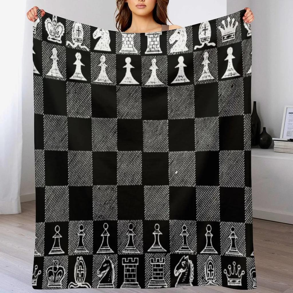 Chess Fan Chess Player Grand Master of Chess White Throw Blanket All Season Lightweight Soft Blanket for Bed
