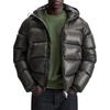 Giacca casual da uomo a maniche lunghe con cappuccio imbottita in cotone a tinta unita, Cappotto da uomo caldo e spesso con tasche larghe