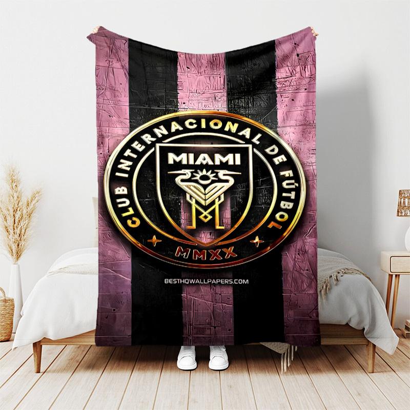 1 Stück Decke - Inter Miami CF Aufdruck, Leichte Decke für Sofa, Bett - Weich & Warm, Geschenk für Alle Jahreszeiten