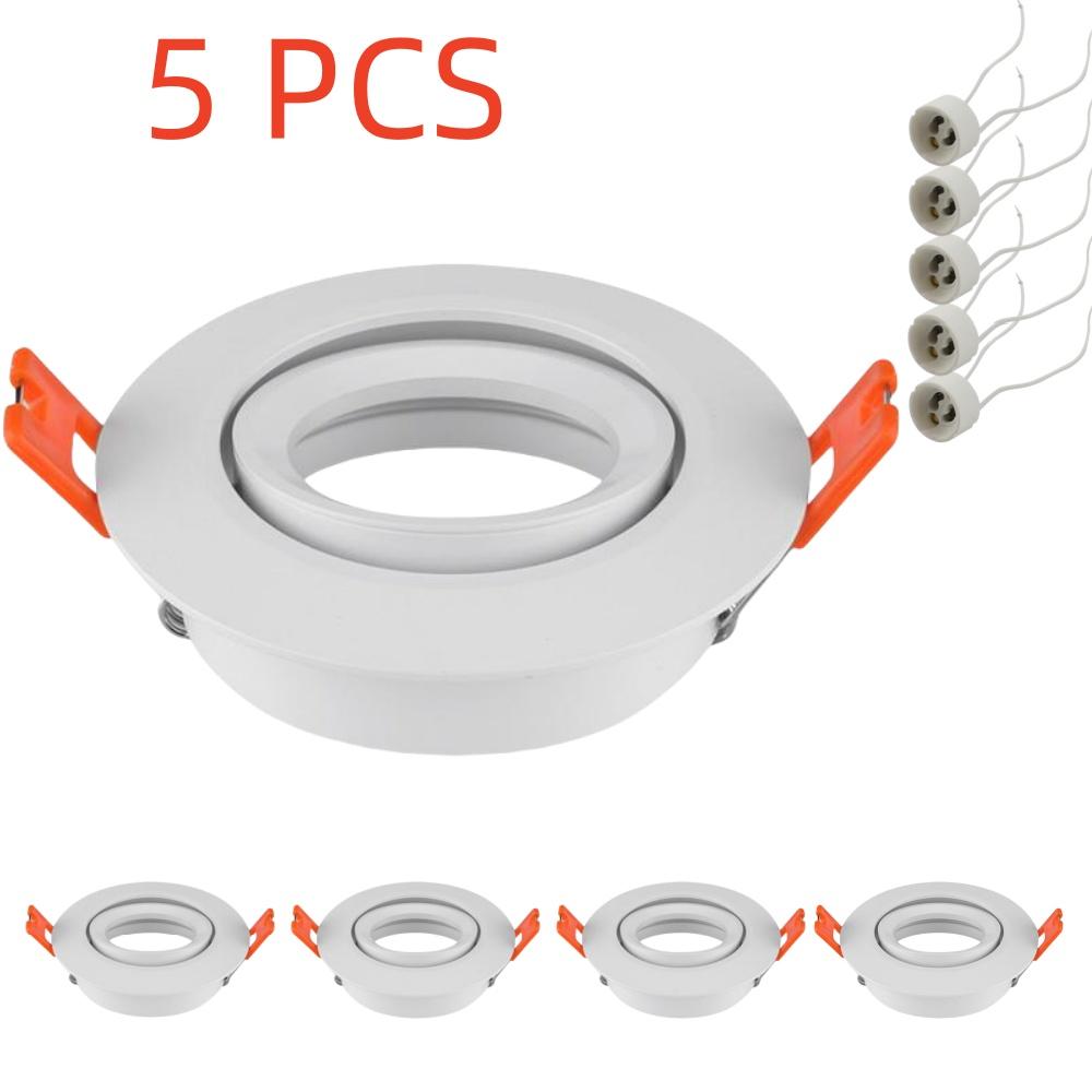 5 Pcs Recessed LED Ceiling Light Spotlight Fixture with GU10 Lampholder Downlight Fitting Adjustable Frame Housing Fixed
