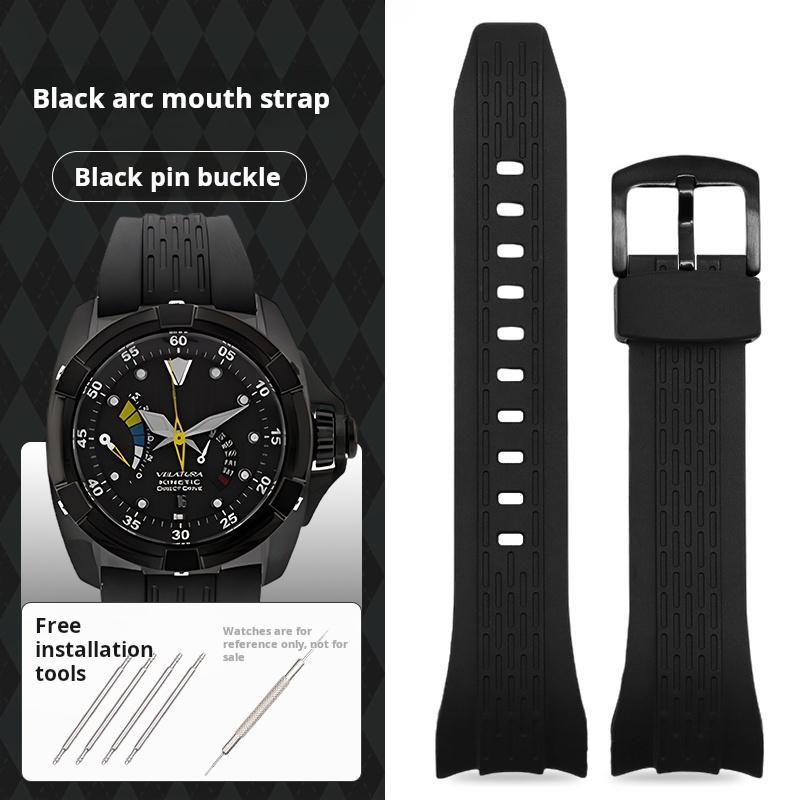 26mm Blau Gebogenes Silikon Uhrenarmband Für Seiko VELATURA/SRH 006 013 SPC007J1 SNAE17 Herren Sport Gummi Uhrenarmband Zubehör