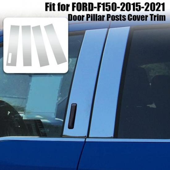 4* Car Door Trim B Pillar Posts Window Covers Chrome For Ford F150 F-150 2015-21