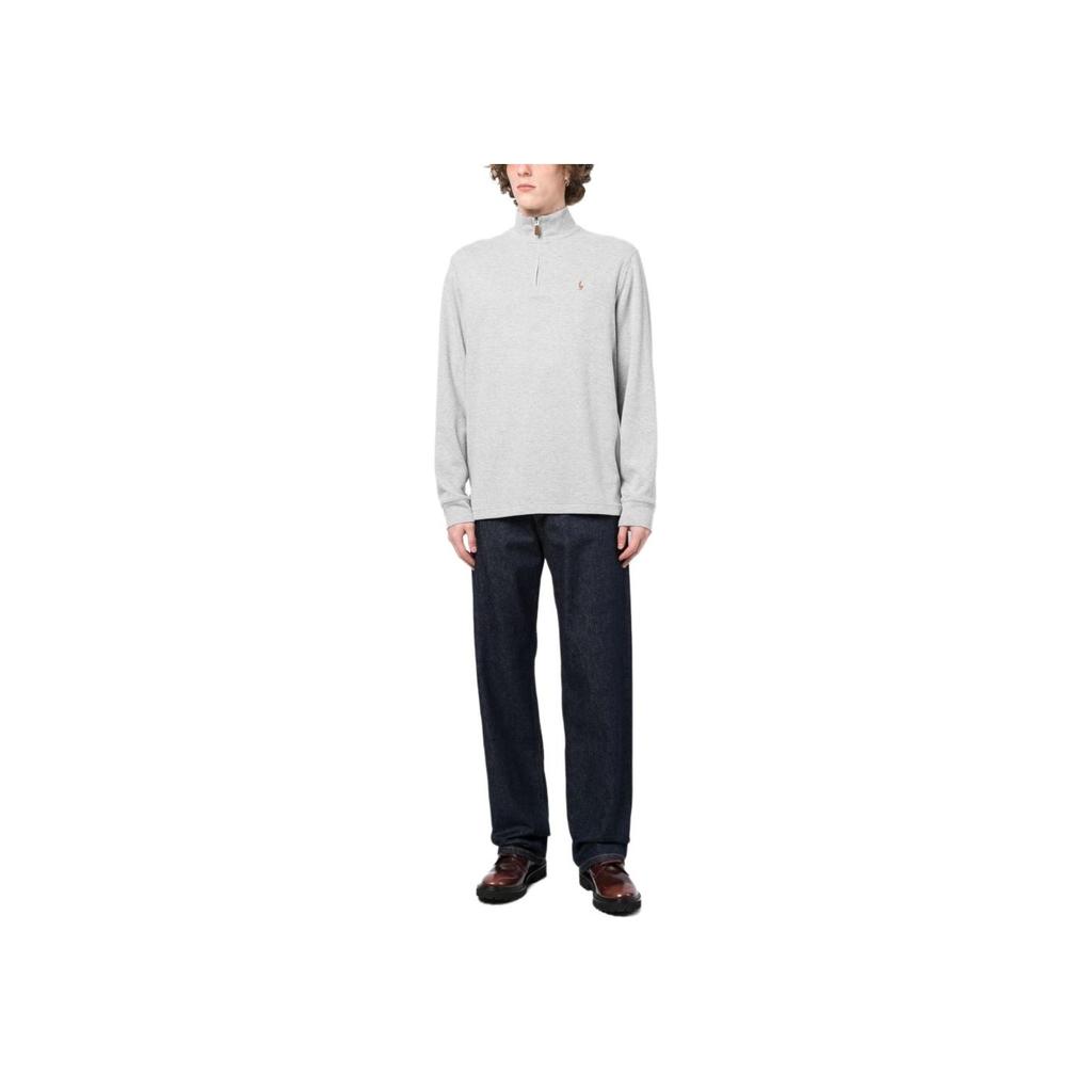 Polo Ralph Lauren Embroidered Logo Polo Collar Long Sleeve T-Shirt Men Tops Light-Gray 710671929-009