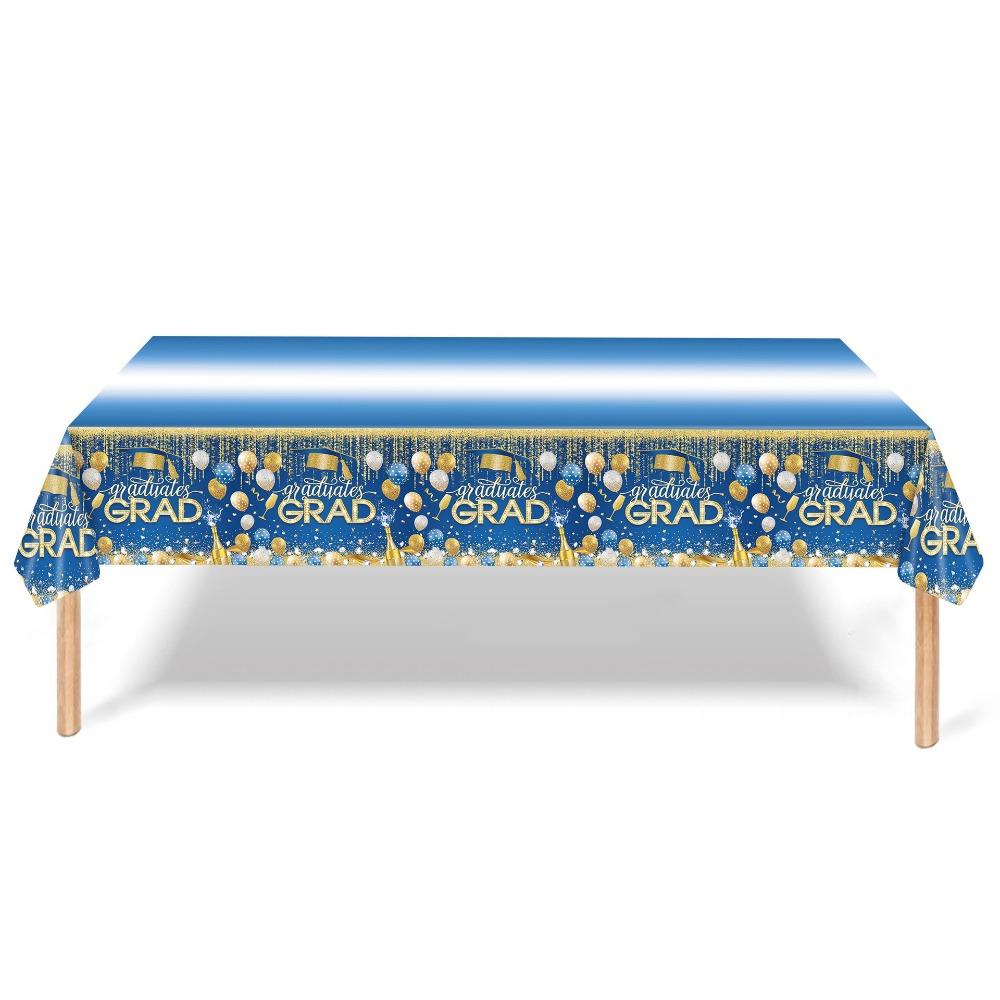 Waterproof Plastic Graduation Tablecloth Graduation Cap Stars Design Disposable Table Cover Diploma Pattern Party Decorations