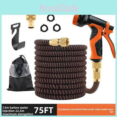 Garden Hose Reel Set With Flexible Soft Pipe And Spray Gun For Lawn Irrigation And Vehicle Cleaning