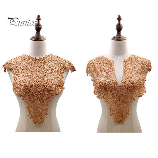 Spetsar Fake Collar Brodered Corsage Hollow Design Stora Blommor Avtagbar Fram/Back Krage Spets Applikation Kvinnlig Charm för syaffär