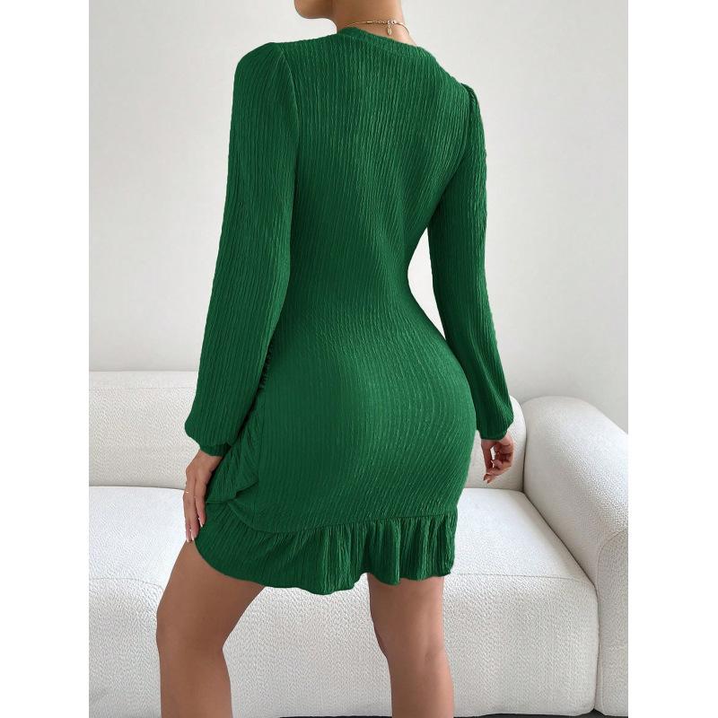 Tooxika 2024 New Sexy Slim Hip Fishtail Skirt OL Temperament Commuting Round Neck Long Sleeve Dress