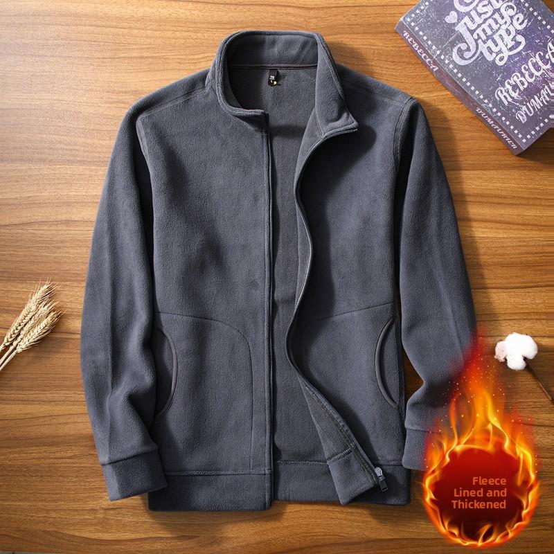 Herbst und Winter Herren Outdoor Verdickte Jacke Locker Offener Cardigan Sweatshirt Warm Herbst Winter Kleidung Jugendjacke