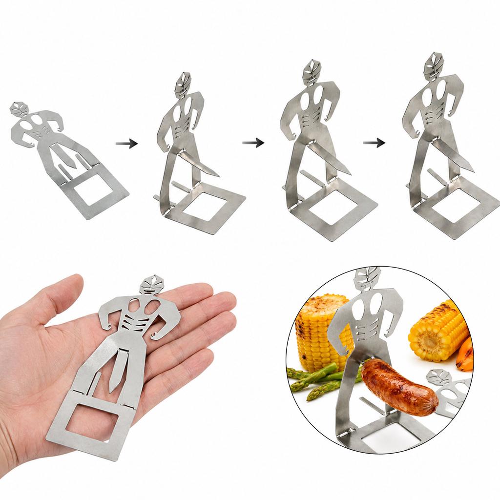 Supporto per Salsicce in Acciaio Inossidabile Supporto per Hot Dog Design Uomo Muscoloso Scaffale Espositore per Alimenti Durevole Accessorio Metallico per BBQ per Grigliatura Cottura