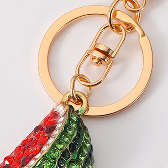 Keychain Pendant Sparkling Rhinestones Watermelon Design Key Chain with Lobster Clasp Backpacks Beach Bags Car Hanger