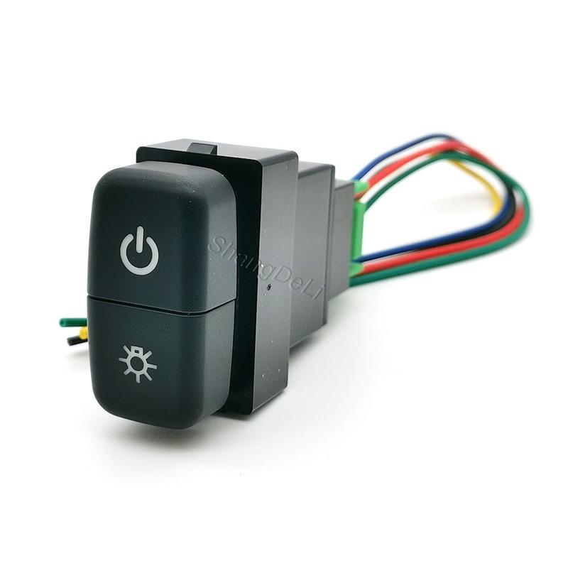 DC12V Car Dual key Switch LED DRL Fan Power on off Radar Switch Button with wire For Mitsubishi Pajero Triton ASX Lancer