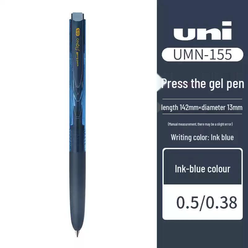 Penna a sfera gel Mitsubishi UMN-155 Click Nera, Pratica d'esame 0,5 mm/0,38 mm