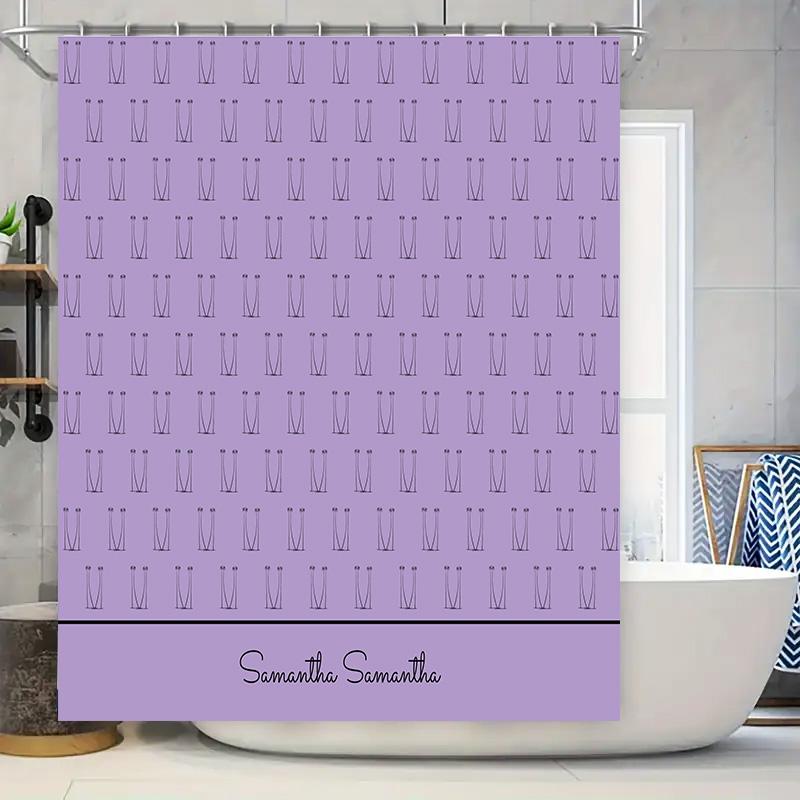 

Lavender Bath Curtain With Custom Name Printing For Bathroom Decor Modern Printed Shower Curtains Made From Eco-Friendly Materia 90x180cm
