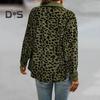 Damska wiosna jesień cienka koszula płaszcz z klapami z długim rękawem jednorzędowa lampart patchworkowy kolor luźna kurtka znosić
