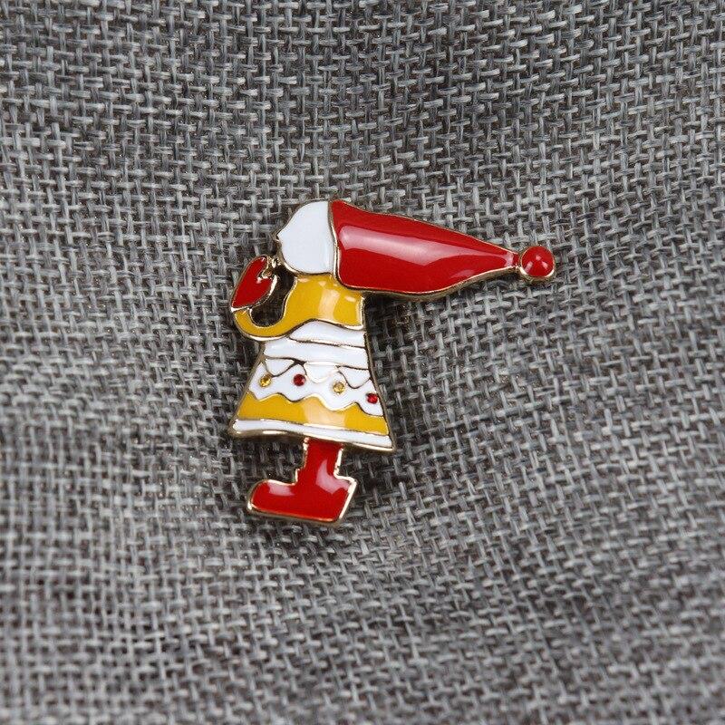 Blucome Enamel Craft New Christmas Girl Brooch for Women Men Suit Scarf Hijiab Pins