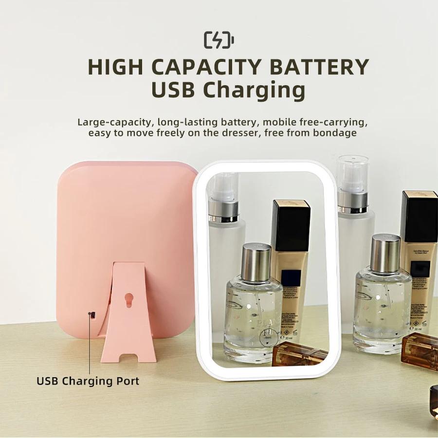 Makeup Mirror With Light White LED Daylight Vanity Mirror Detachable/Storage Base 3 Modes Mirror With Light Gift USB Cable
