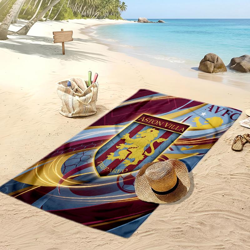 Asciugamano da Spiaggia con Stampa Calcio Aston Villa, Asciugamano Grande Morbido ad Asciugatura Rapida per Spiaggia Campeggio Nuoto