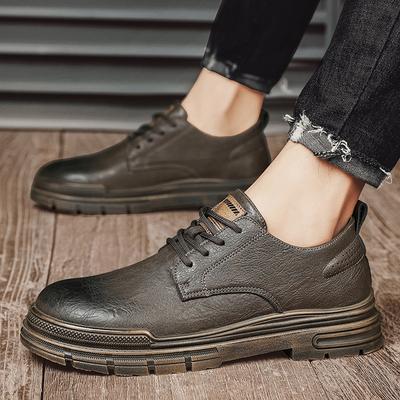 Herren Schnürschuhe mit niedrigem Schaft, neue Herbst-Outdoor-Retro-Lederschuhe, trendige lässige Arbeitsschuhe