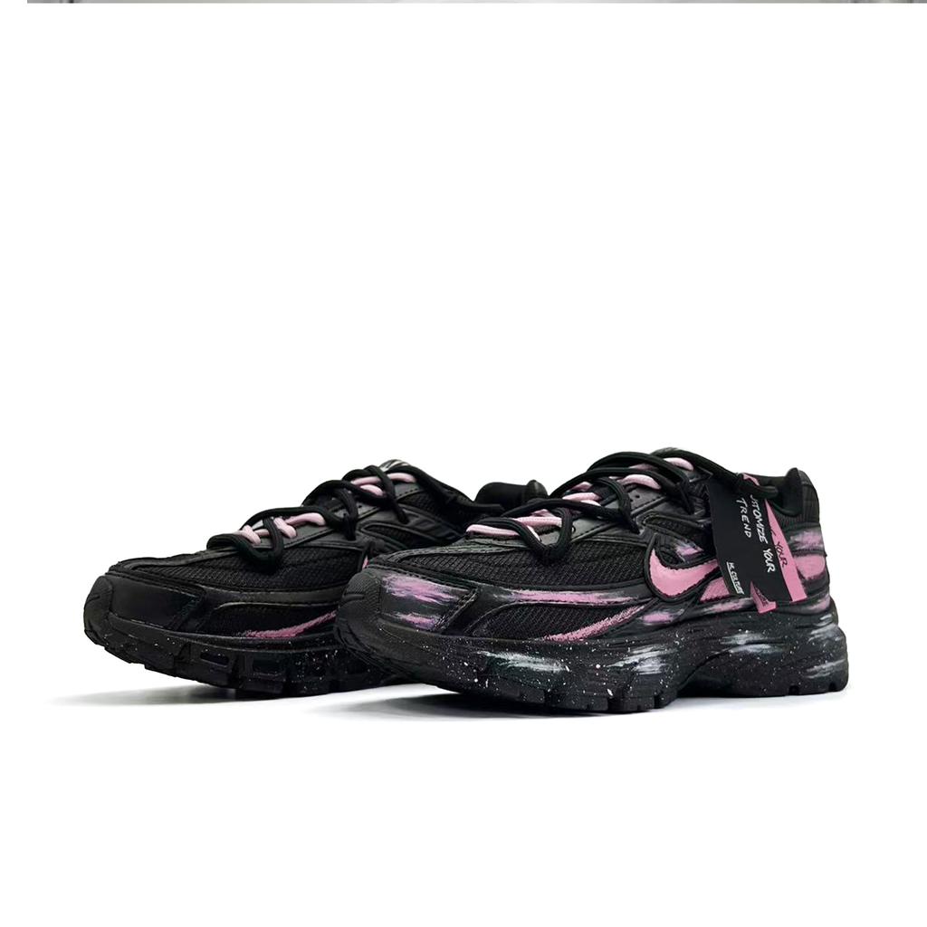 Nike Initiator Textil, Leder Dämpfung, Abriebfest Niedrig geschnitten Sprint Stadt Pendeln Laufschuhe Unisex Schwarz Pink FQ6873-101(Team1356-)