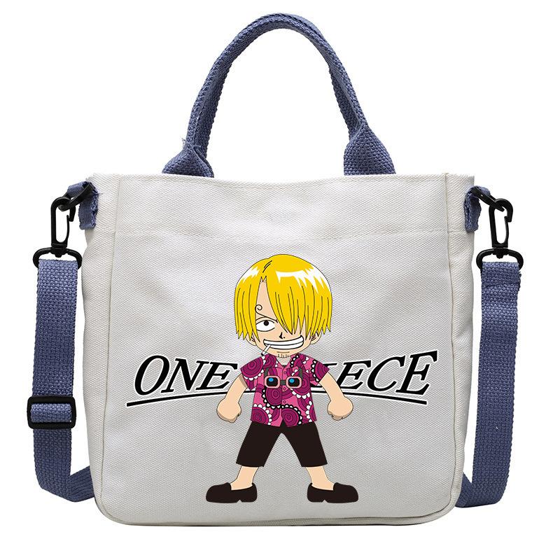 One Piece Canvas Bags Luffy Cartoon Anime Figures Print Shoulder Bag Outdoor Large Capacity Trendy Crossbody Handbag Gifts Poseable Articulated Scale