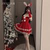 Autumn and winter sexy Christmas outfit cute plush bunny suspender sexy underwear slim uniform suit