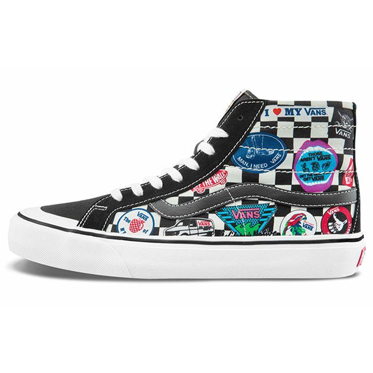 Vans Sk8 Graphic Print Side Stripe High Top Skate Shoes Unisex Sneakers Black VN0A3MV13P0