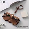 3Pcs Portable Sunglasses Protector Soft Leather Eyeglasses Clip Simple Glasses Holder Storage Bag
