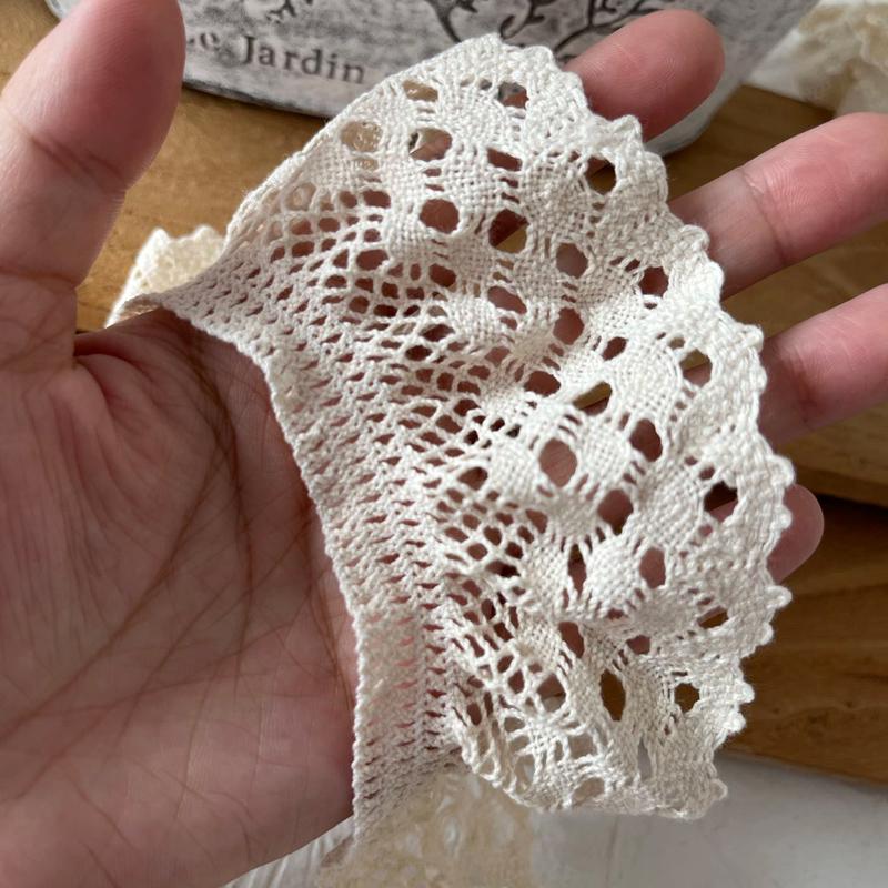 Beige Elastic Lace Band - Cotton Thread Decorative Doll Lace for DIY Clothing Accessories