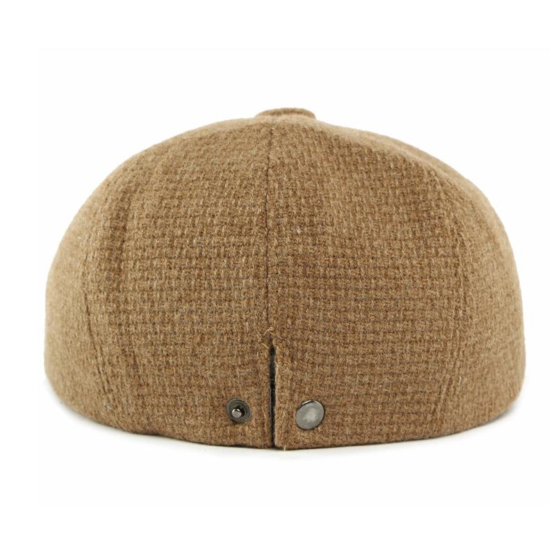 Men Autumn Winter Solid Color Octagonal Cap Knitted Cap British Vintage Newsboy Cap
