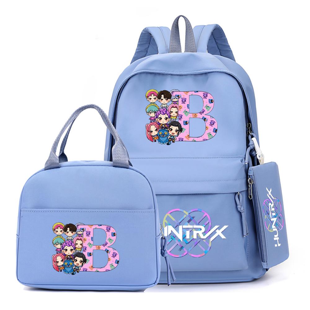 3Pcs/set 26 English Letter K-Pop Printed Backpack with Handbag Pencil Case for Teenager Student Boy Girl Bookbag Women Large Capacity Travel Bag