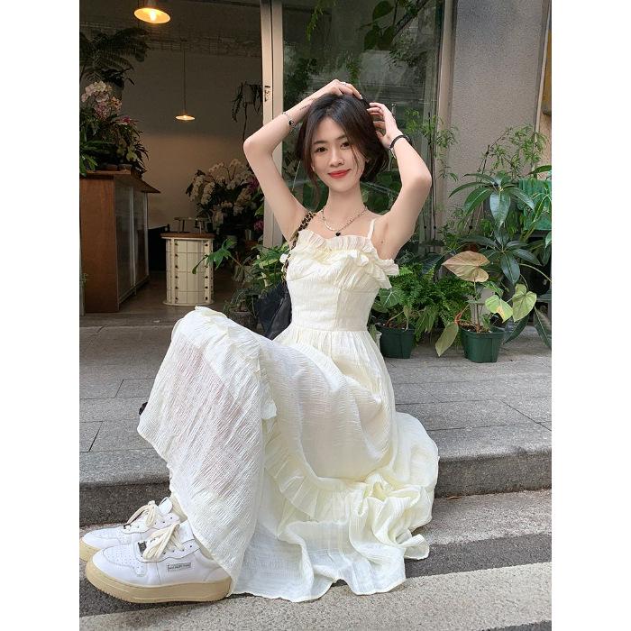 

Женское летнее платье-труба с оборками и принтом на берегу моря: Утягивающий, Милый, Пляжный Стиль 2XL абрикосовый