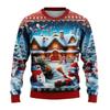Unisex Christmas Sweatshirt With 3D Snowman Santa Print Hooded Long Sleeve Cotton Pullover Holiday Casual Wear