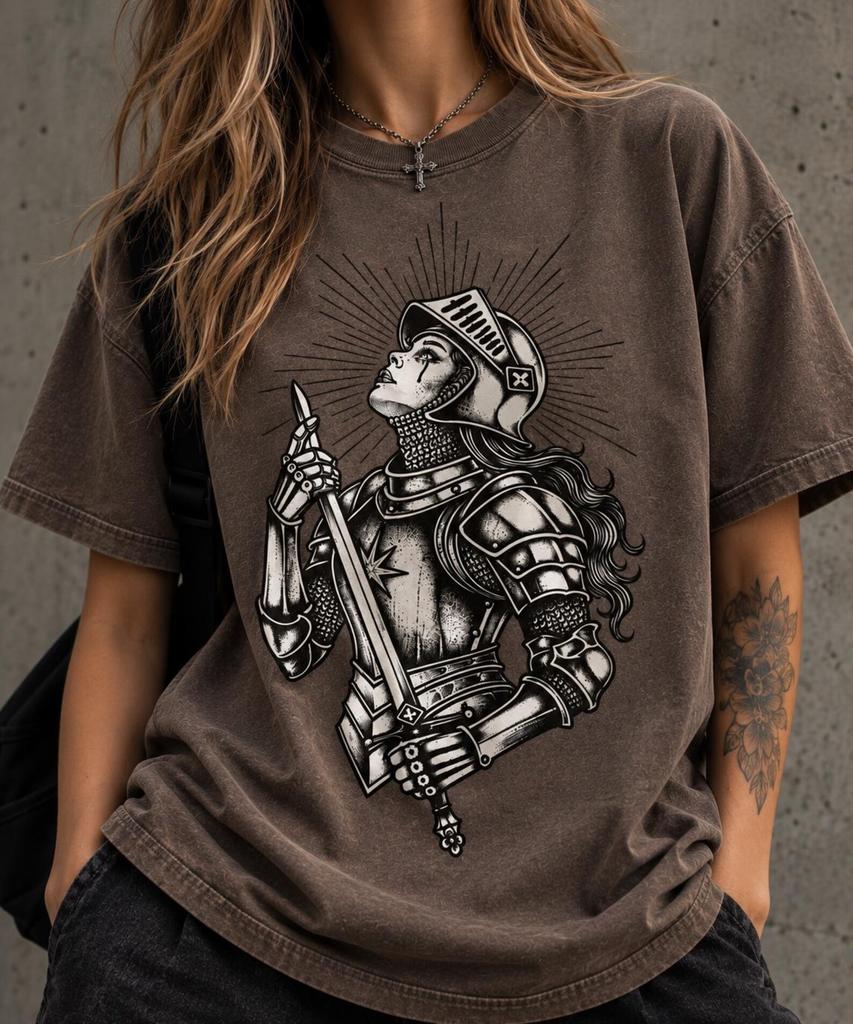 Gothic Medieval T-shirt, Dark Fantasy Armor Girl Shirt, Warrior Woman Tee, Comfort Colors® Medieval Gift