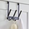 Over-the-Door Hook Rack Towels Robes 3 Double Hooks Tool-Free Installation Bathroom Closet Organizer Space Saver Steel