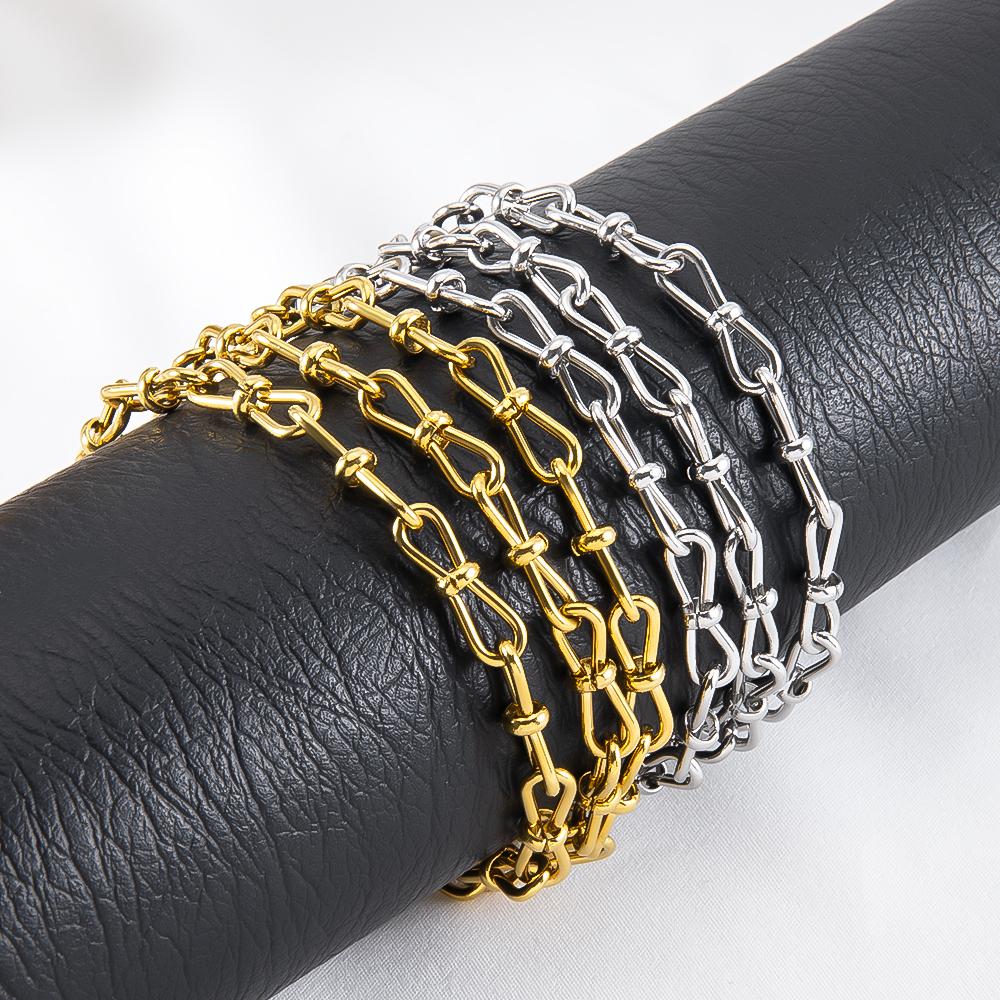 0.5M 1M 6mm 18K PVD Plated Stainless Steel Hollow Bow Chain for DIY Punk Bracelet Necklace Anklet Craft Jewelry Making Supplies
