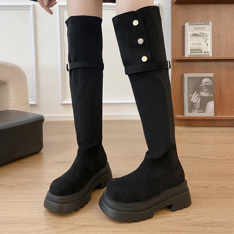 Modified Boots Two Wear Folded Thick-soled Boots Children's 2025 Autumn and Winter New Thick Heel Knee Knight Boots