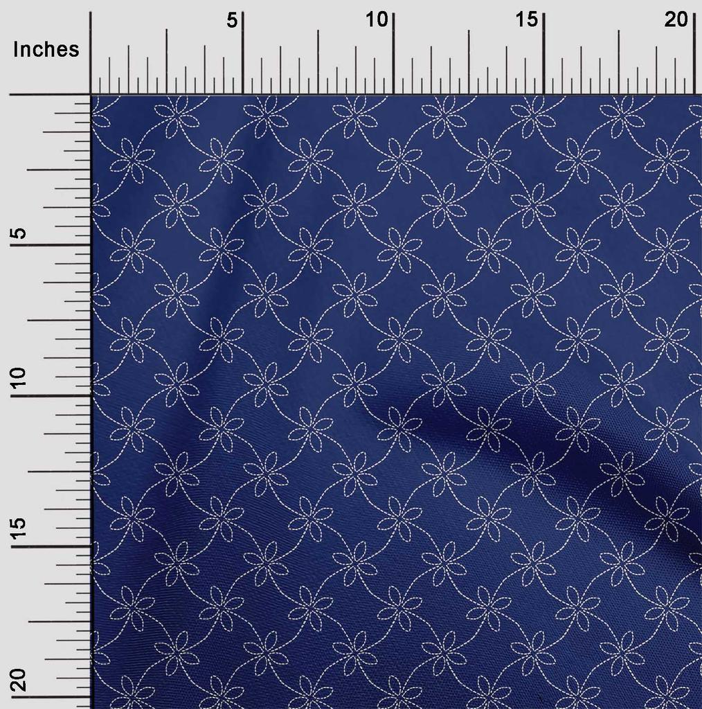 oneOone Cotton Flex Fabric Artistic Floral Sashiko Print Sewing Fabric BTY 40 Inch