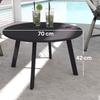 70cm Round Coffee Table, Outdoor Garden Table with Non-Slip Foot Pads and Metal Frame for Garden.Terrace. Balcony. Living Room. Black