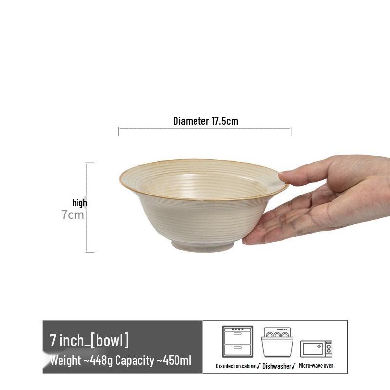 Retro Ceramic Large Bowls for Soup & Vegetables - Practical Tableware for Single Serving